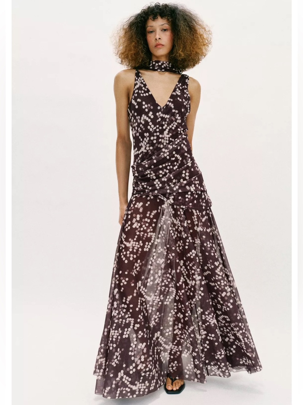 ZARA LONG TULLE POLKA DOT DRESS